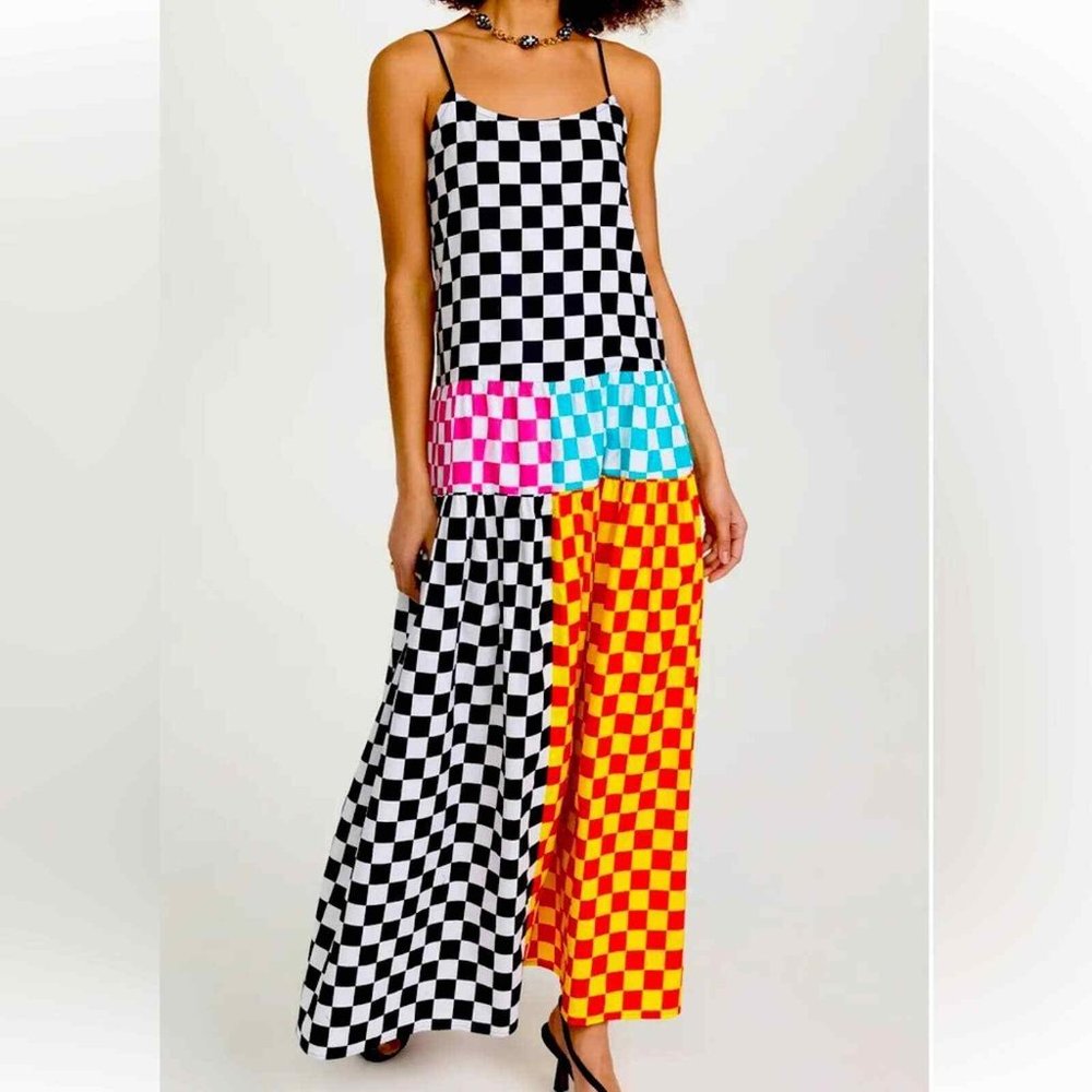 NWT Bruce Glen Tiered‎ Mixed Check Dress Size S
